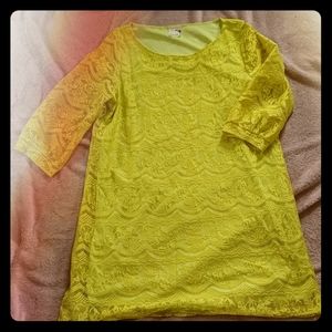 Rachel Kate Yellow Lace 3/4 Sleeve Tunic